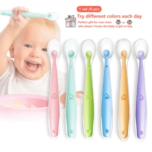 6pcs Baby soft silicone Spoon & PP Transparent Box Baby Feeding Soft Tip Tableware Learning Eat Training Auxiliary Tools
