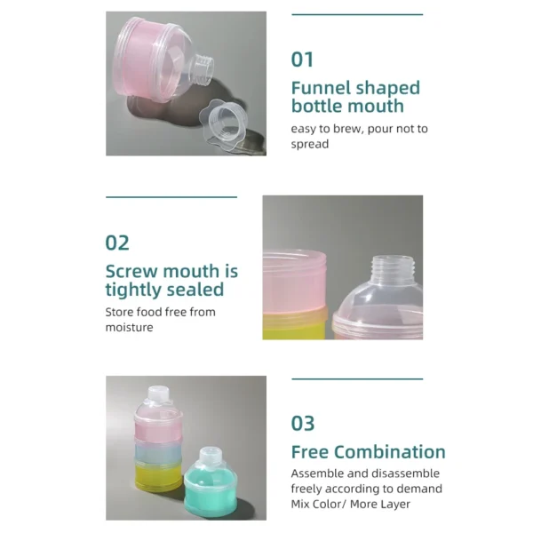 Baby Feeding Portable 4 Layer Milk Powder Storage Box Fruit Snacks Candy Food Container - Image 4