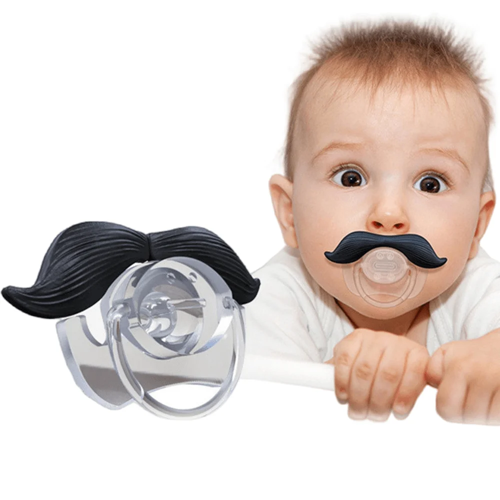 1 Piece Silicone Funny Nipple Dummy Baby Soother Joke Prank Toddler Pacy Orthodontic Nipples Beard Baby Pacifier