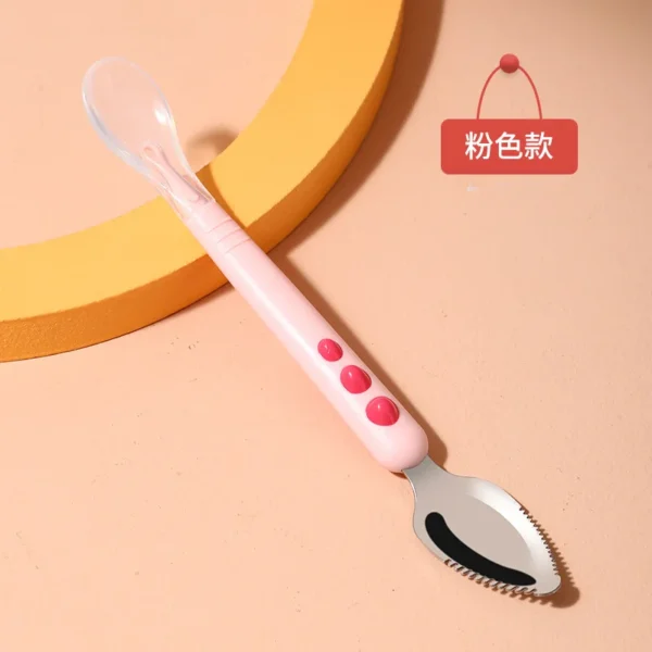 Baby Fruit Scraping Mud Spoon Feeding Spoon Soft Silicone Spoon Baby Easy To Eat Fruit Spoon Mother And Baby Supplies - Image 3