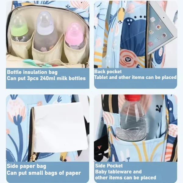 Fashion Print Nappy Backpack Bag Mummy Large Capacity Bag Mom Baby Multi-function Outdoor Travel Diaper Bags for Baby Care Stuff - Image 3