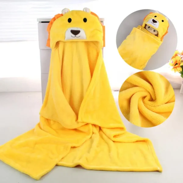 Soft Infant Baby Bath Towel Cute Flannel Baby Hooded Bathrobe Newborn Baby Woolen Blanket Bath Towels Children Towels - Image 2