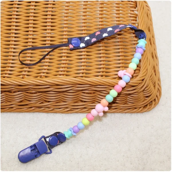 Baby Pacifier Clip Adjustable Anti-lost Chain Rope Girls Boys Soothe Nipple Teether Toys Kawaii Color Beads Webbing Babies Items - Image 4