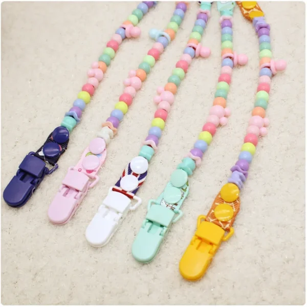 Baby Pacifier Clip Adjustable Anti-lost Chain Rope Girls Boys Soothe Nipple Teether Toys Kawaii Color Beads Webbing Babies Items - Image 2